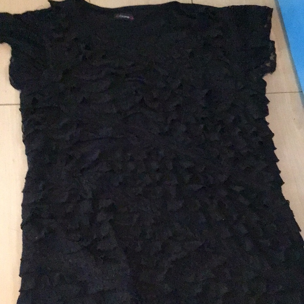 Elegant Black Ruffled Women's Top